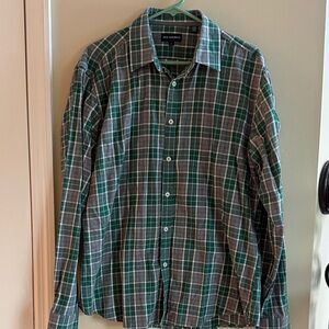Green and Gray Plaid Men's Shirt